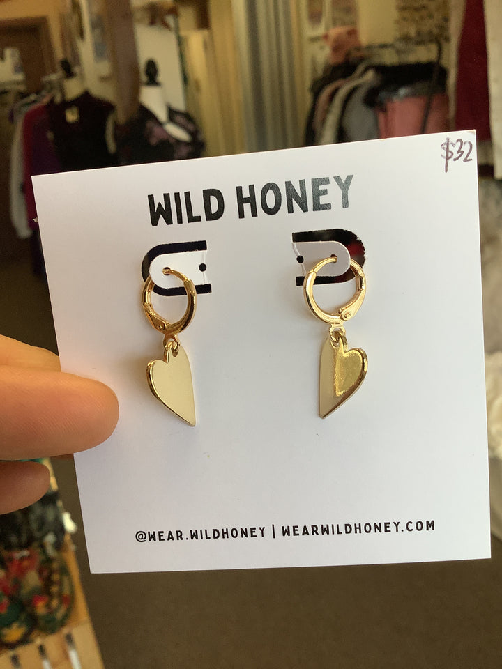 Wild Honey Golden Love Drop Hoop Earrings