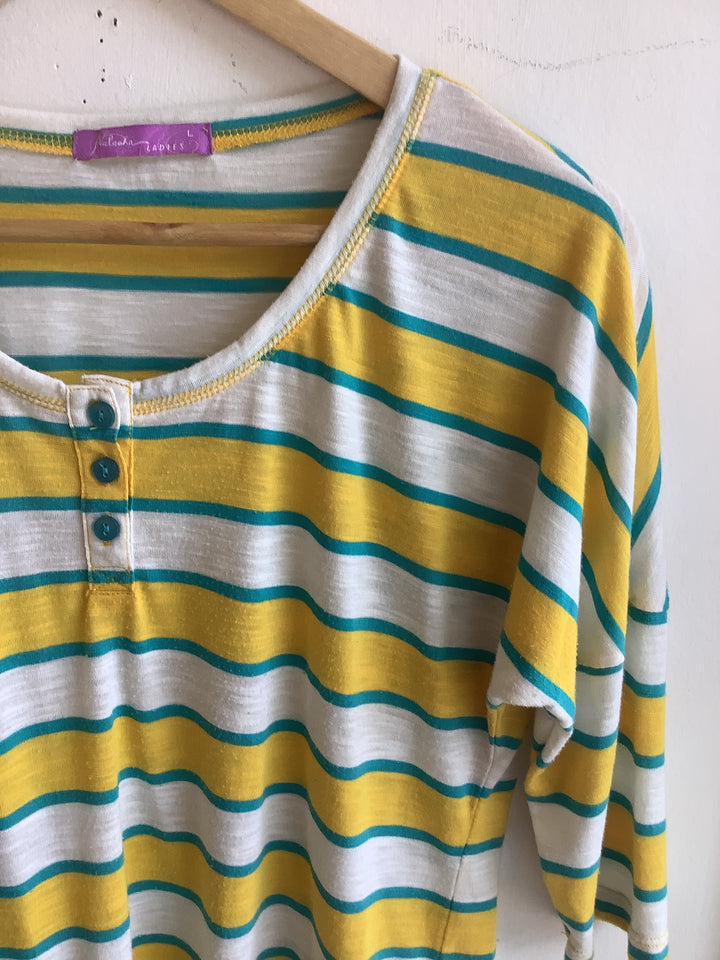 Natlasha Retro Striped Henley Top