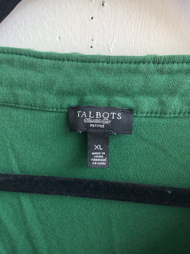 Talbots Emerald Green Crochet-Trim Top