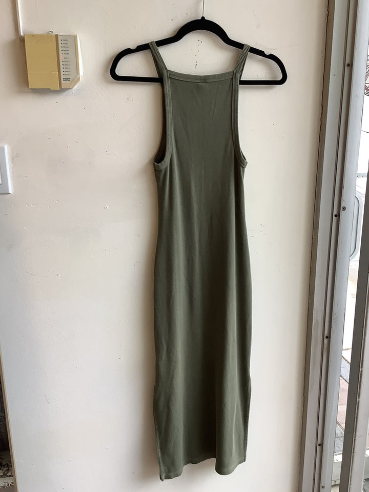 Olive Ribbed Maxi Tank Dress