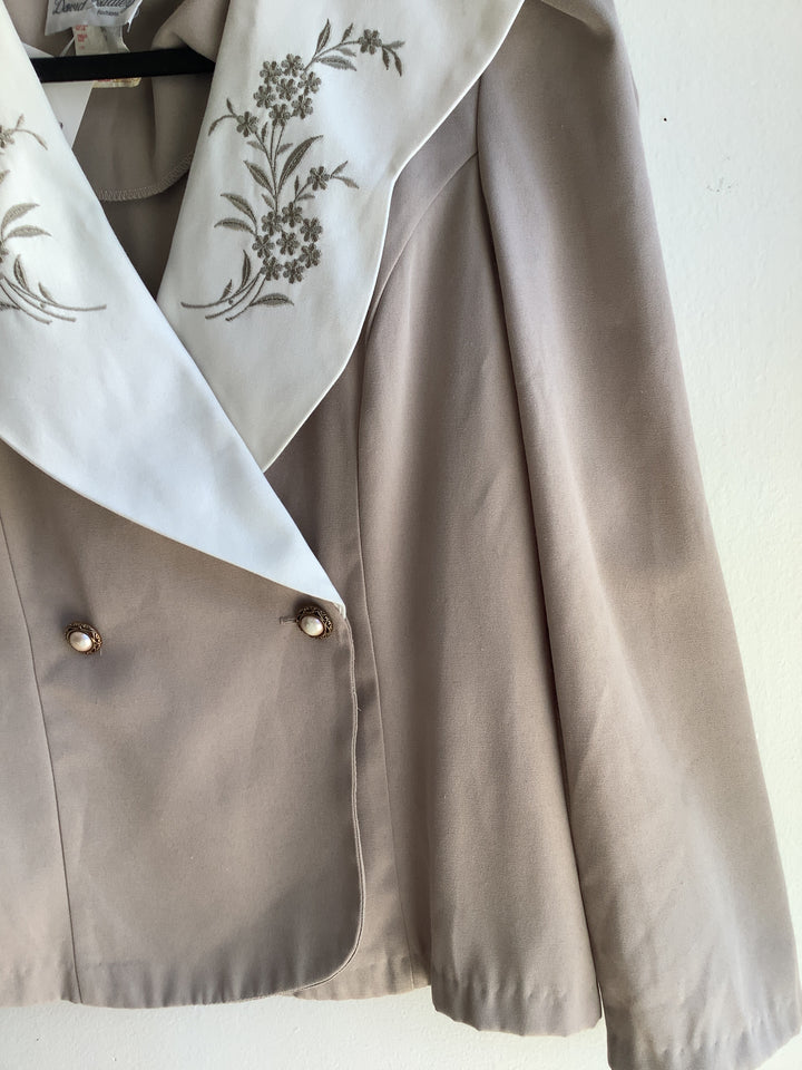 Vintage Embroidered Sailor Collar Blazer