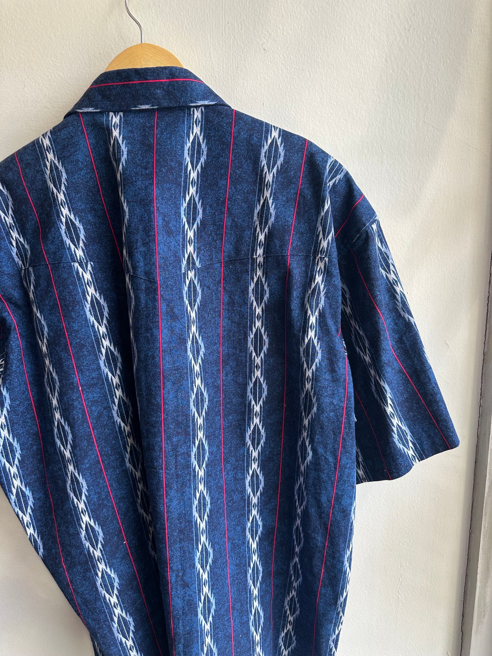 Vintage Men’s Blue Western Wrangler Shirt | Size Large