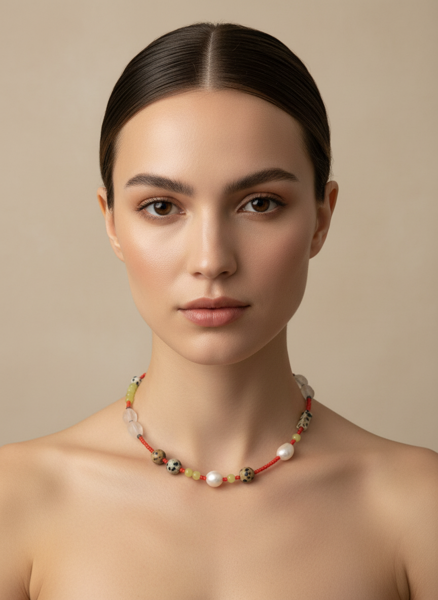 Wild Honey Asymmetrical Beaded Necklace