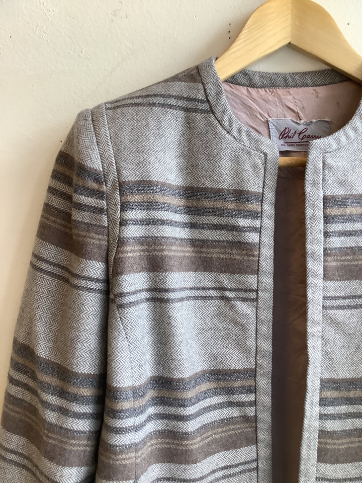 Vintage Phil Carry Neutral Striped Crop Jacket