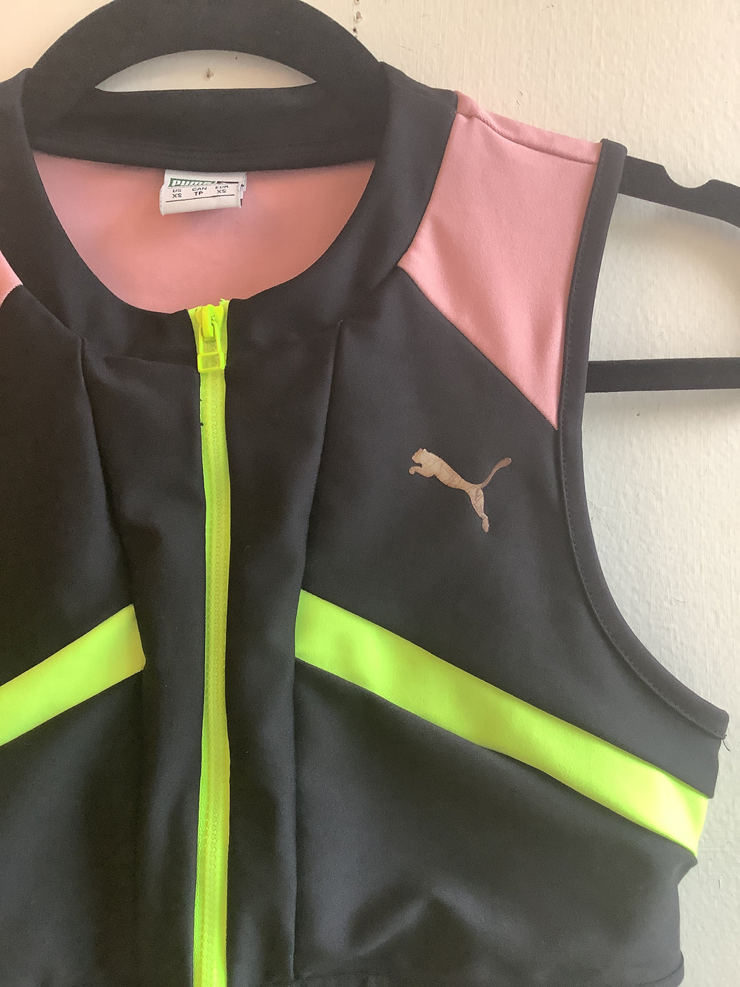 Neon Rush Zip Front Crop Top