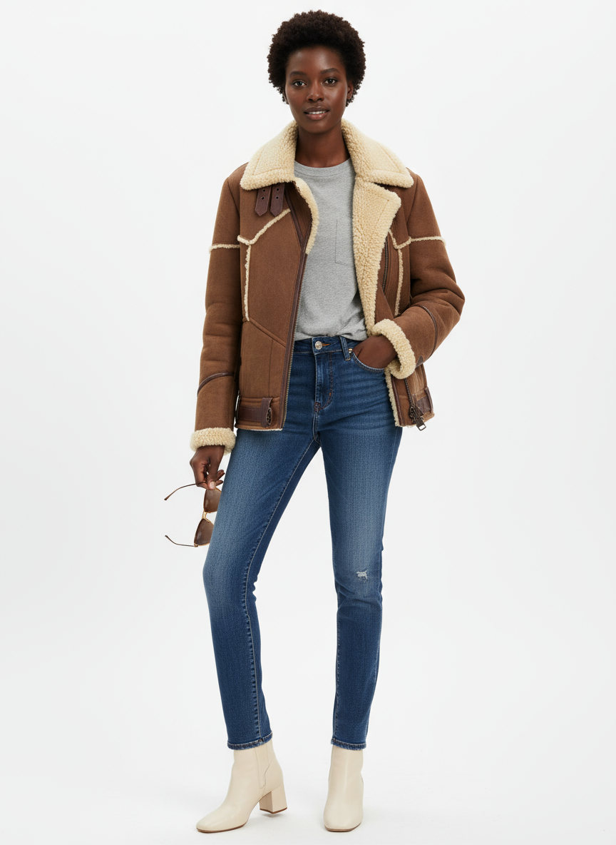 Vintage Shearling Aviator Jacket