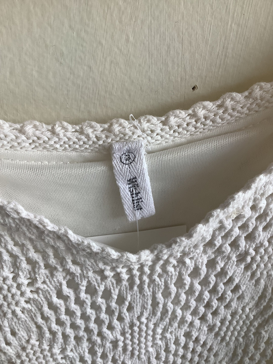 Cream Crochet Tie Strap Mini Dress