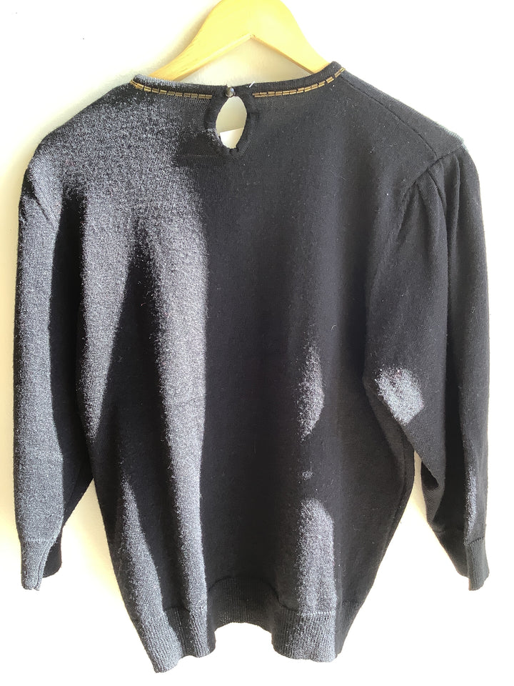 Vintage 80s Sequin Floral Embellished Sweater