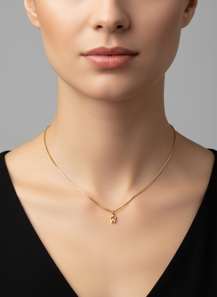 Standout Boutique Gold W Letter pendant Necklace