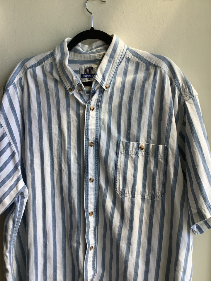 Vintage Blue Stripe Button-Up