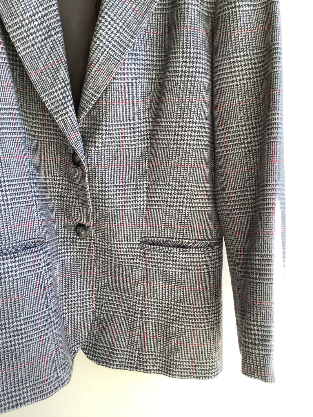 Vintage 80s Wool Glen Plaid Blazer