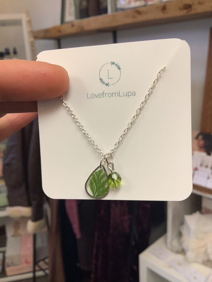 Fern Raindrop Necklace-Love From Lupa