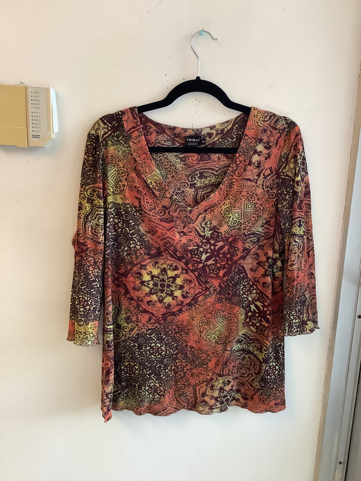 Tribal Boho Paisley Mesh Top
