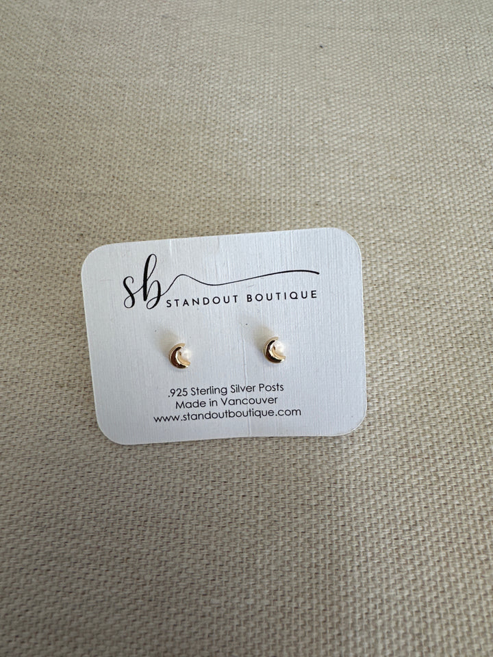 Standout Boutique Moon Gold Stud Earrings