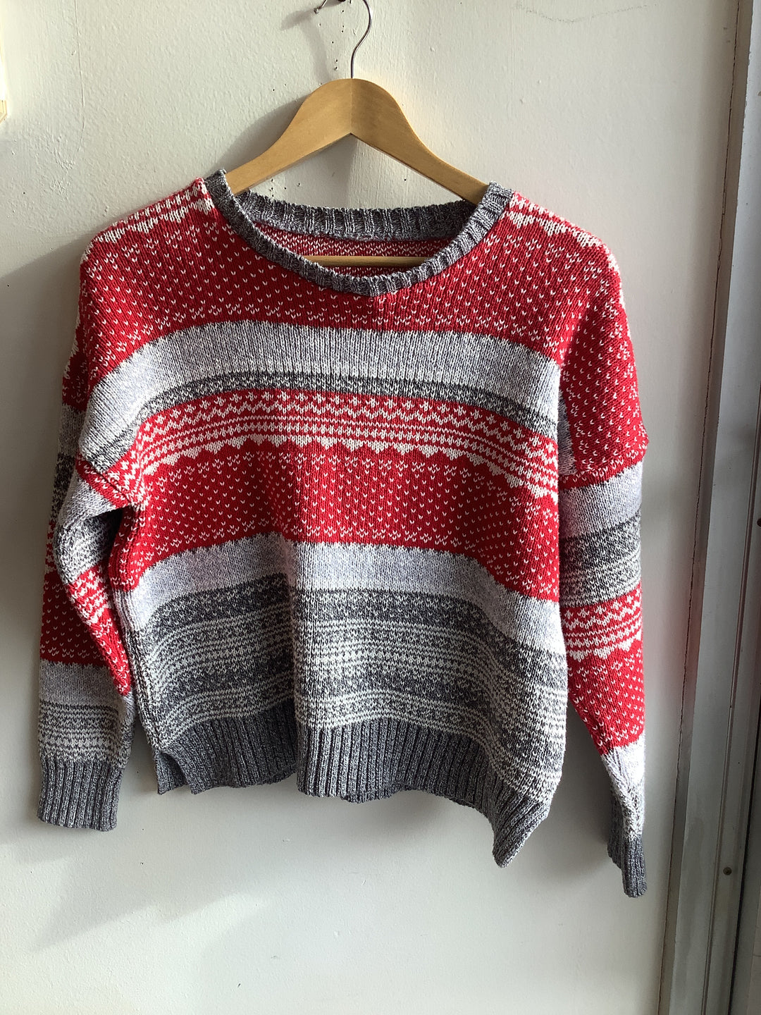 Red + Grey Knit Sweater