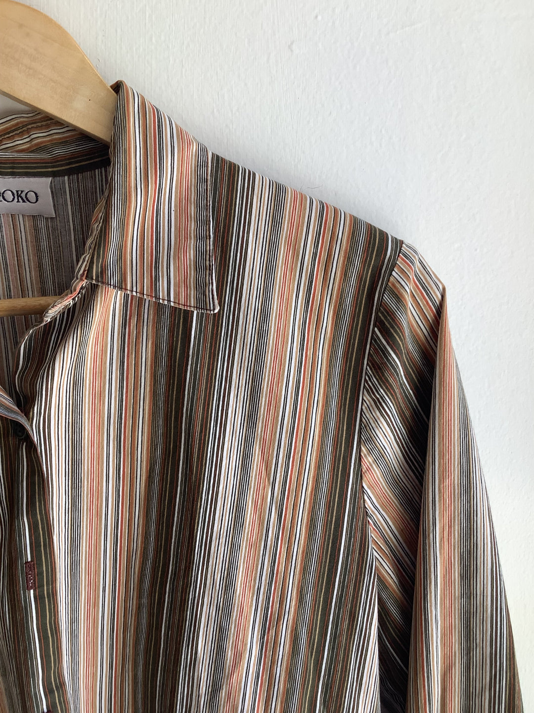 Earth Tone Stripe Vintage Button-Up - Ana