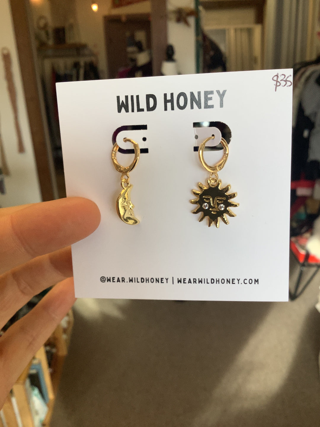 Wild Honey Sun + Moon Dangle Earrings