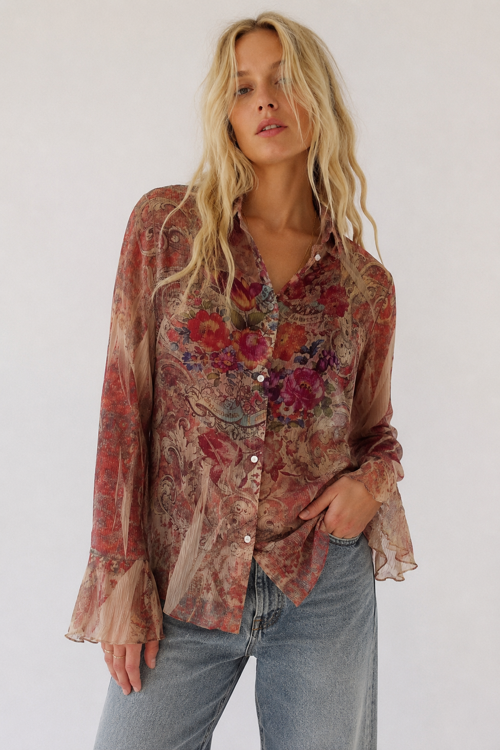 Romantic Sheer Button-Up