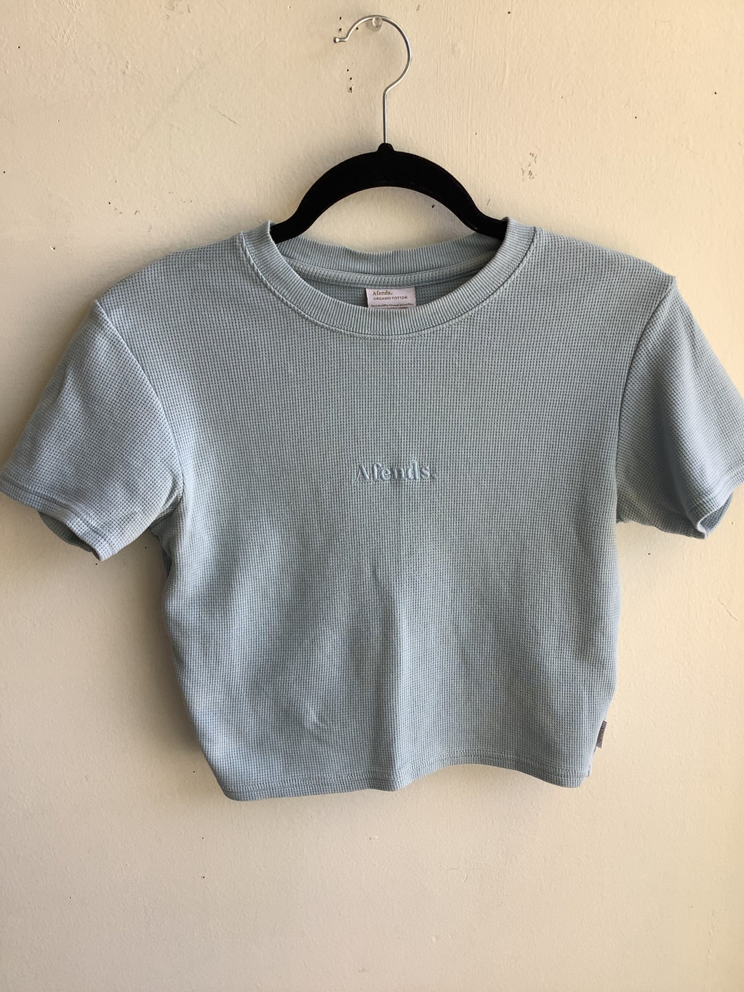 Agenda Sky Blue Orgnaic Waffle Crop Tee