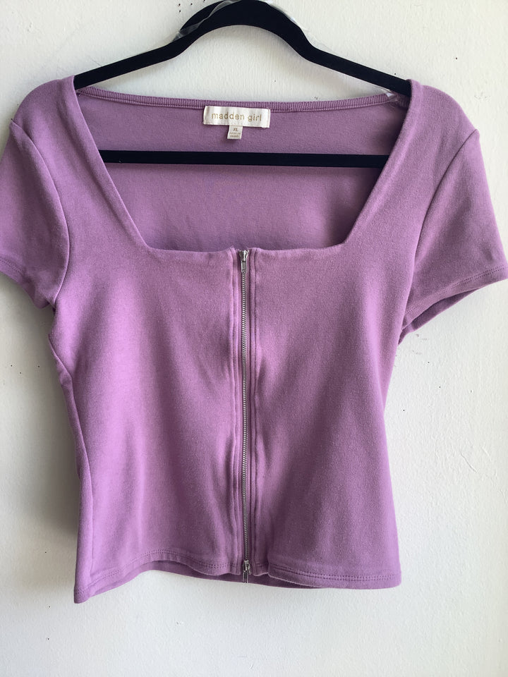 Y2K Madden Girl Lavender Zip Front Top