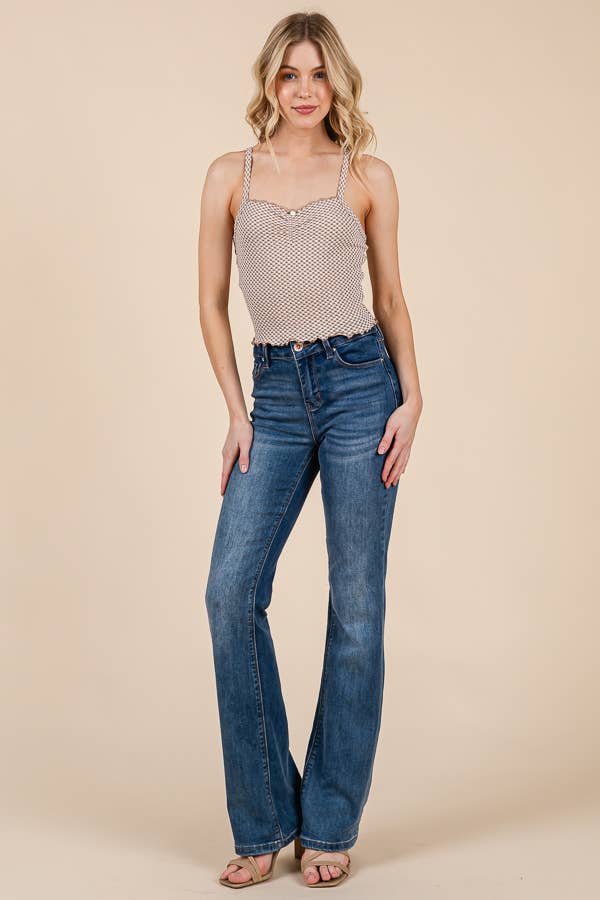 Gingham Sweetheart Crop Cami