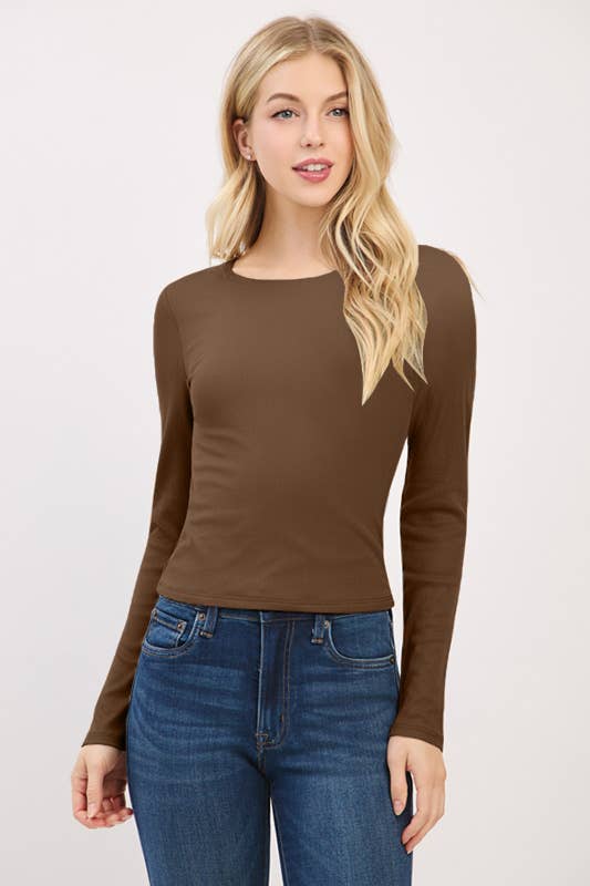 Cocoa Ribbed L/S Top