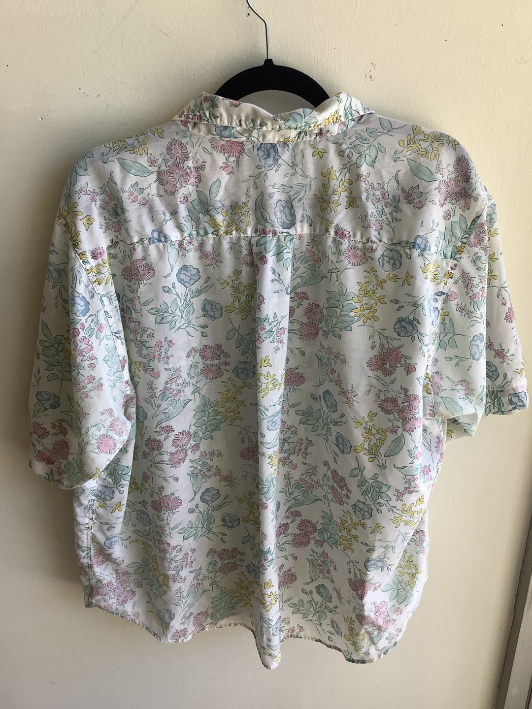 Vintage Pastel Garden Button-Up Blouse