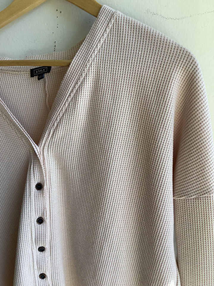 Oatmeal Waffle Knit Button Cardigan