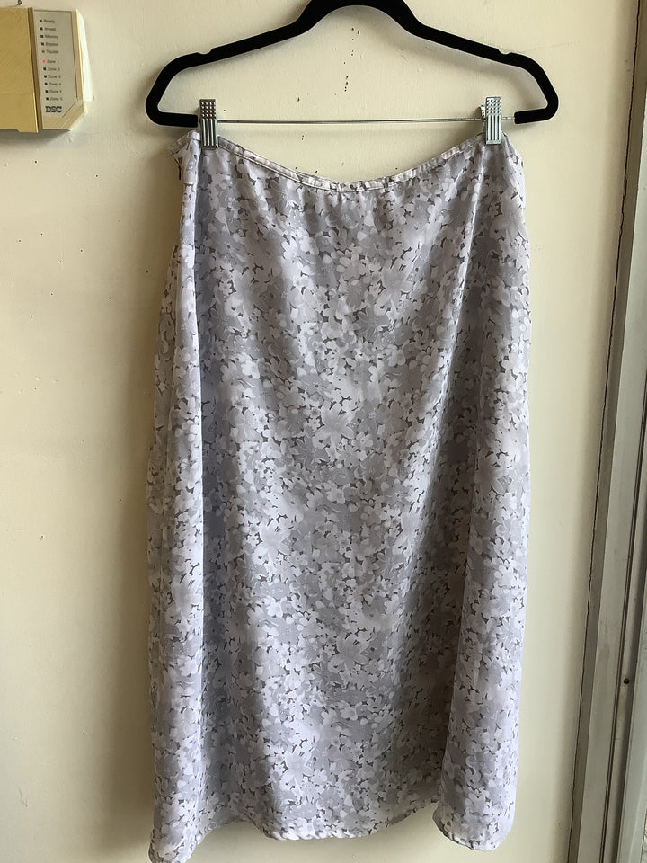 Silver Floral Midi Skirt