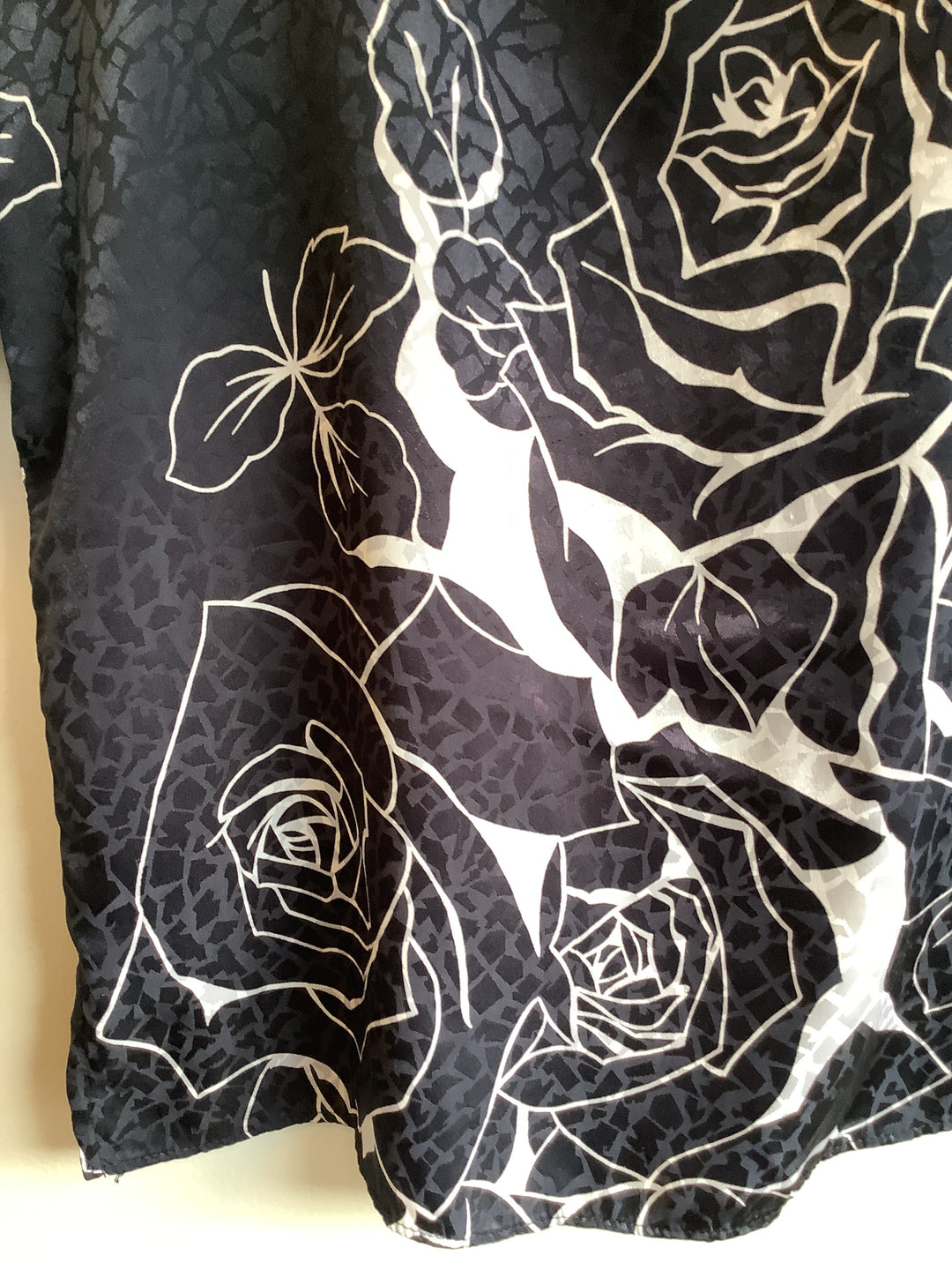 Vintage Blk + White Rose Blouse