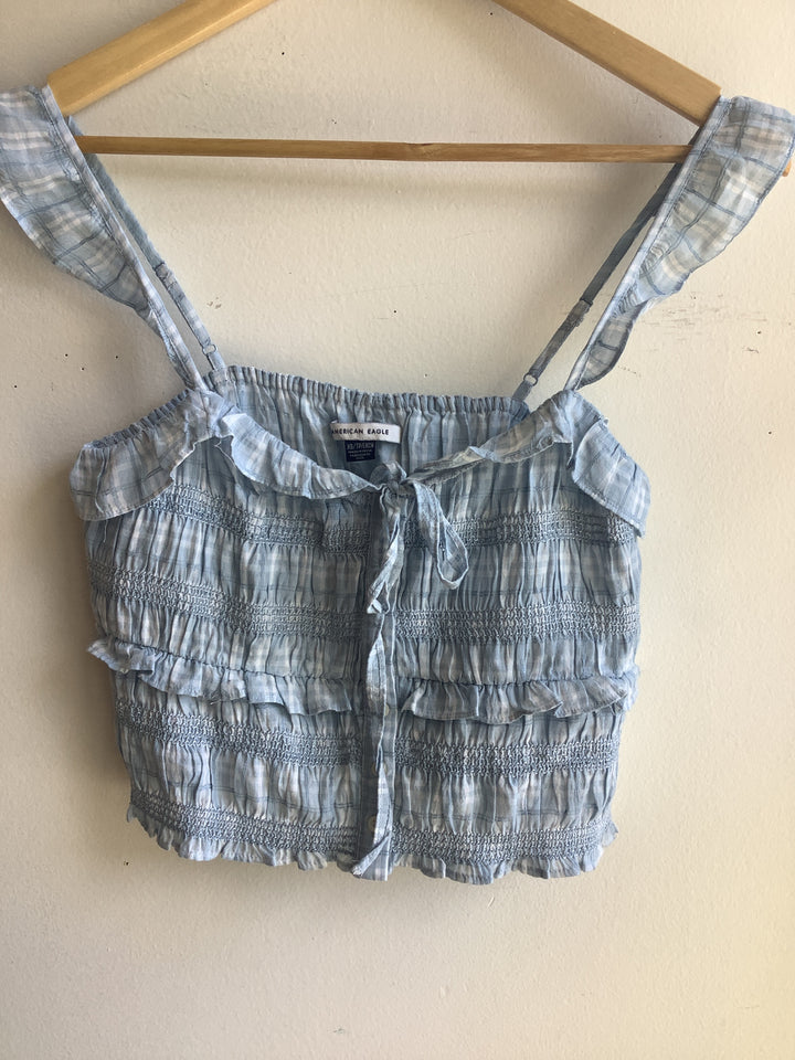 AE Smocked Ruffle Crop Top