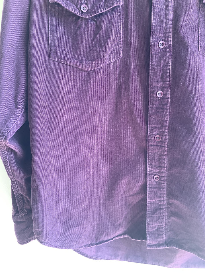 Plum Corduroy Button Up Shirt