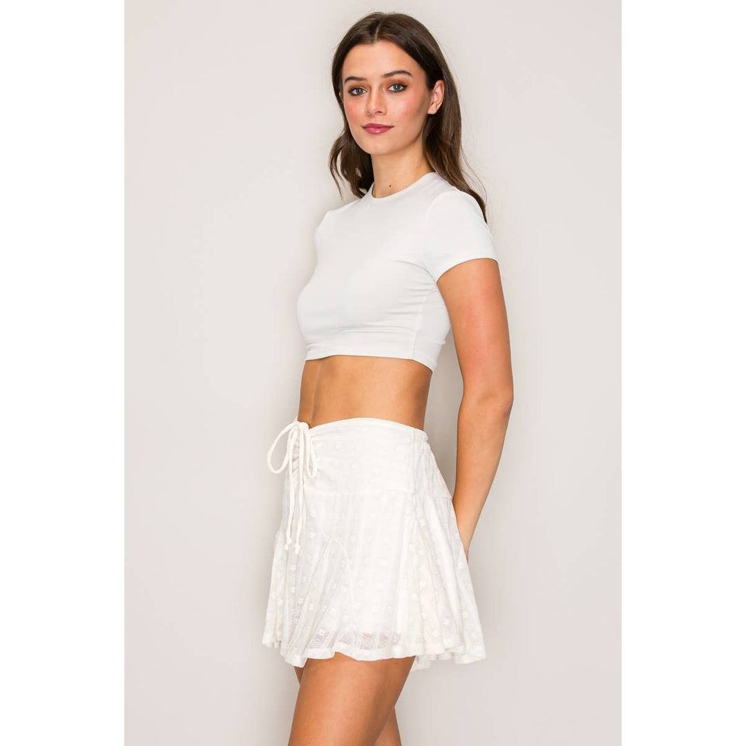 Lace Flared Skort with Cinched Waist