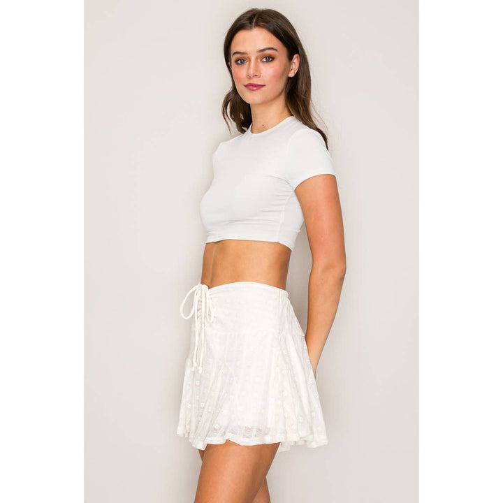 Lace Flared Skort with Cinched Waist