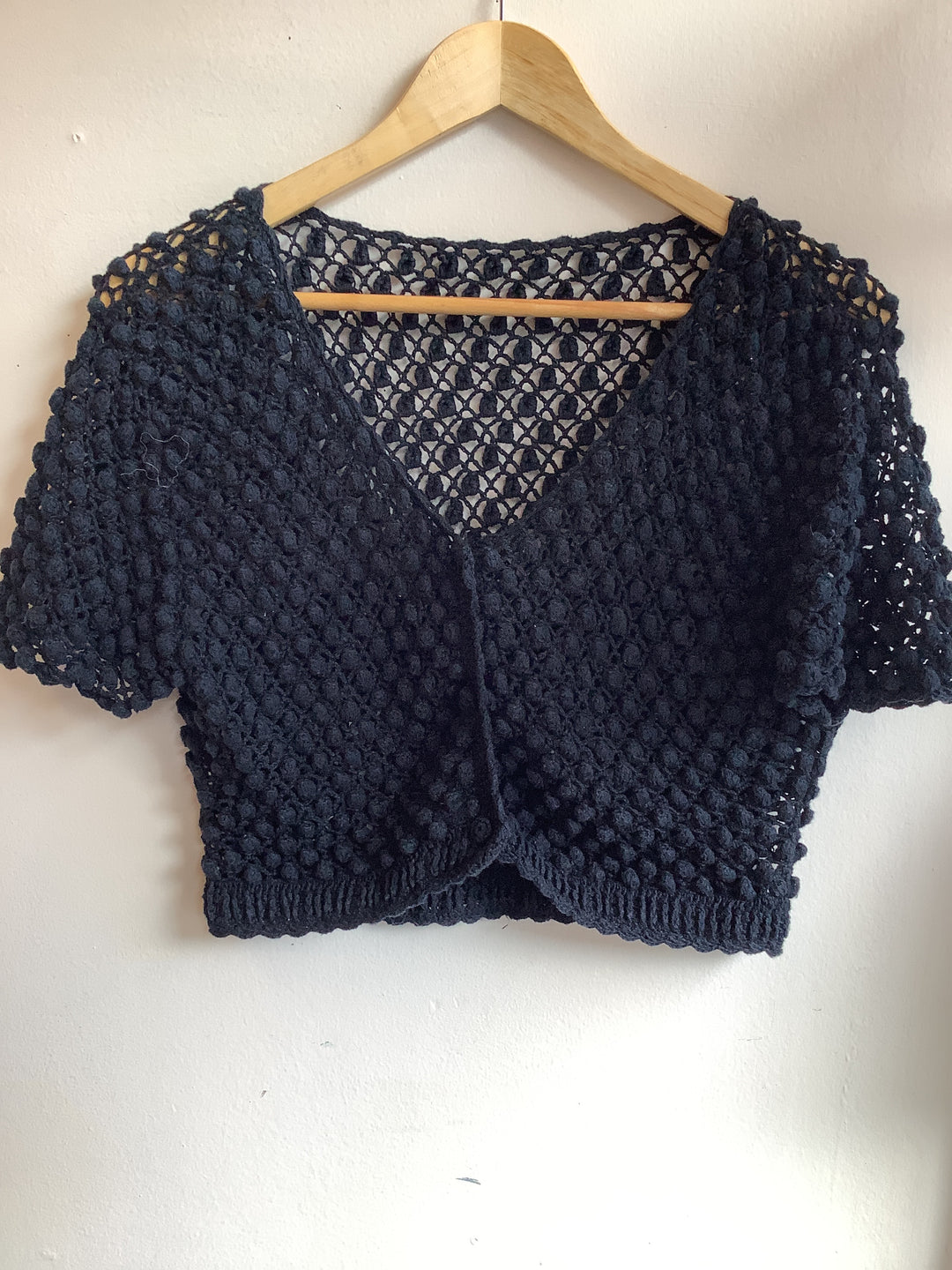 Vintage Black Crochet Shrug
