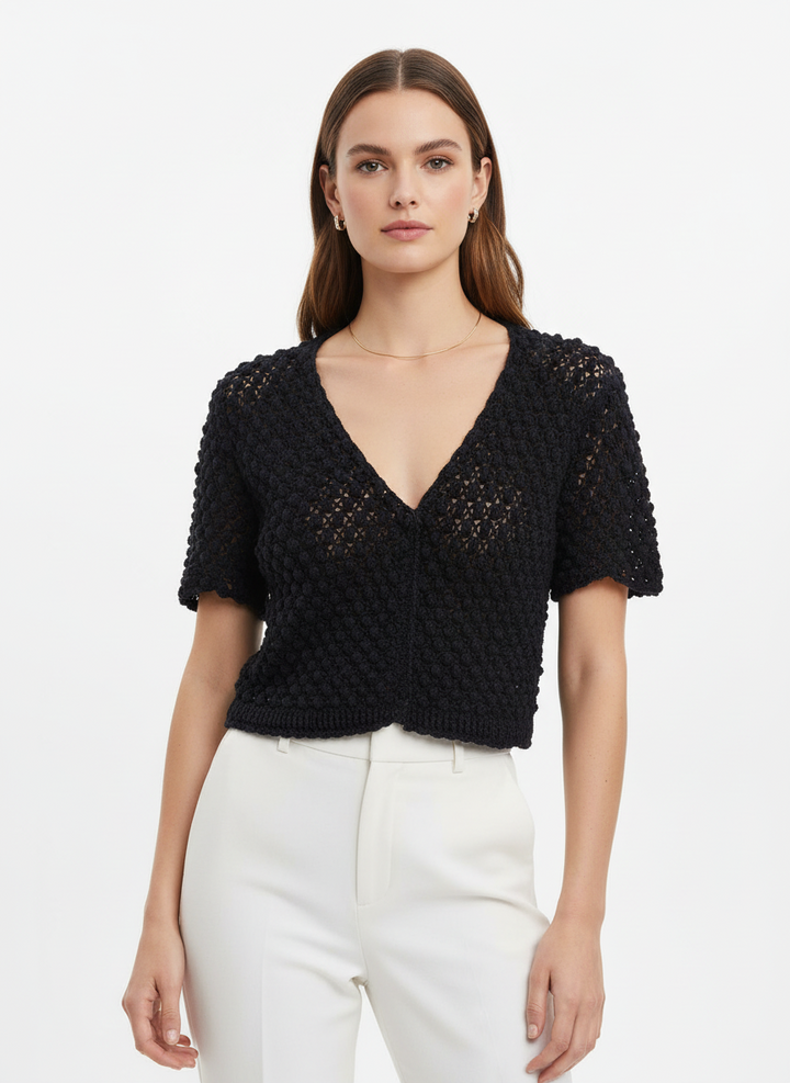 Vintage Black Crochet Shrug