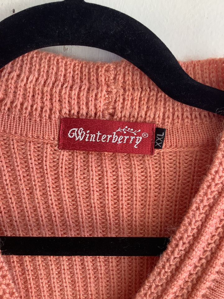 Winterberry Dusty Rose Cable Knit Cardigan