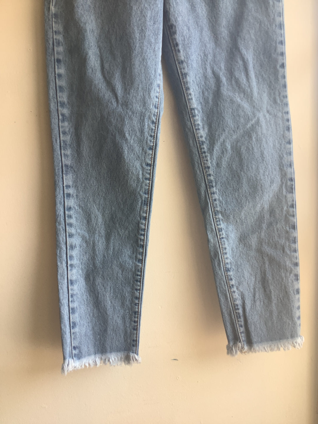 Classic Blue Raw Hem Mom Jeans