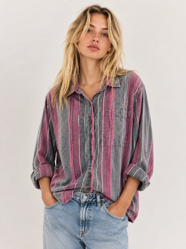 Vintage Angelique Striped Button Up
