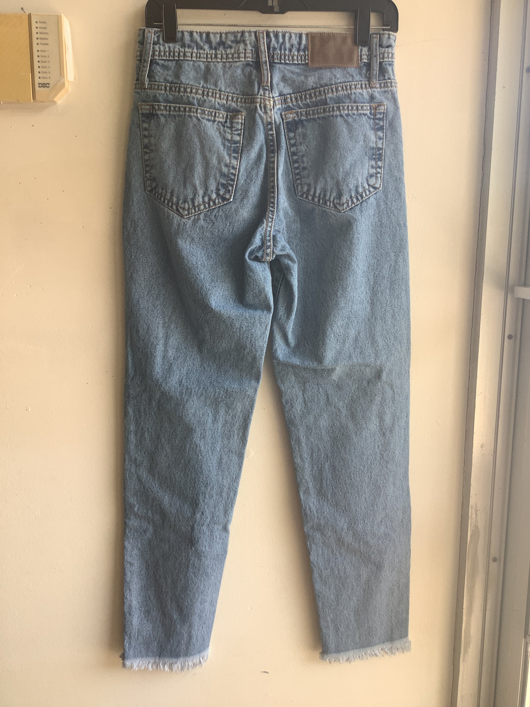 Classic Blue Raw Hem Mom Jeans