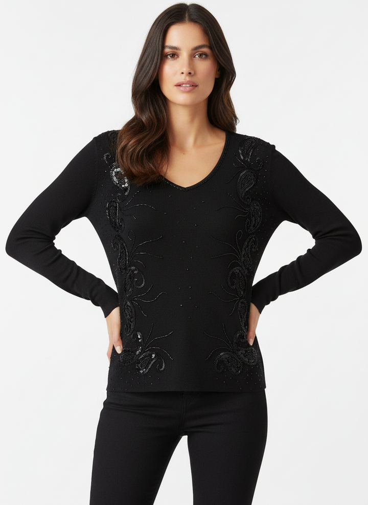 Vintage Beaded Evening L/S Top