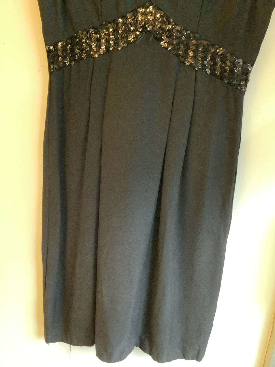 Vintage Sequin Waist Black Dress