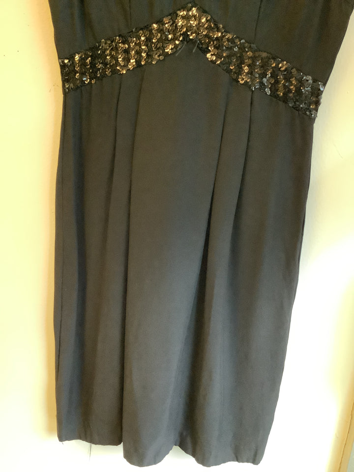 Vintage Sequin Waist Black Dress