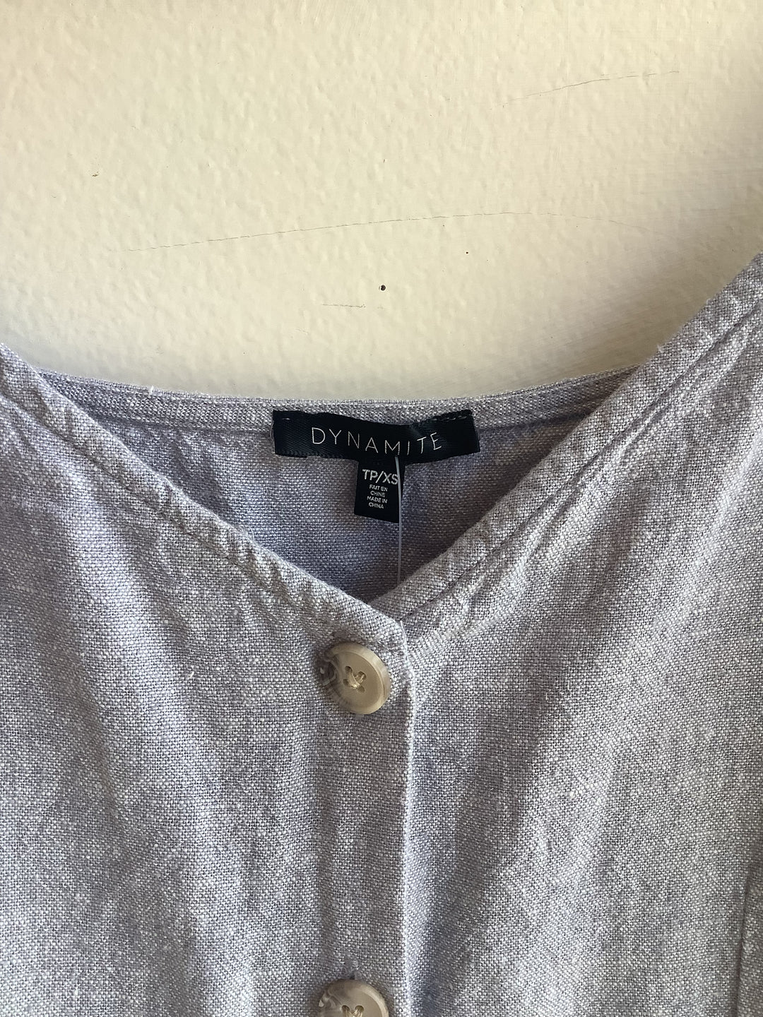 Coastal Slate Linen Button Tank