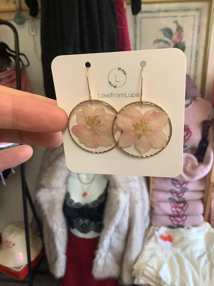 Pink Floral Resin Earrings- Love From Lupa