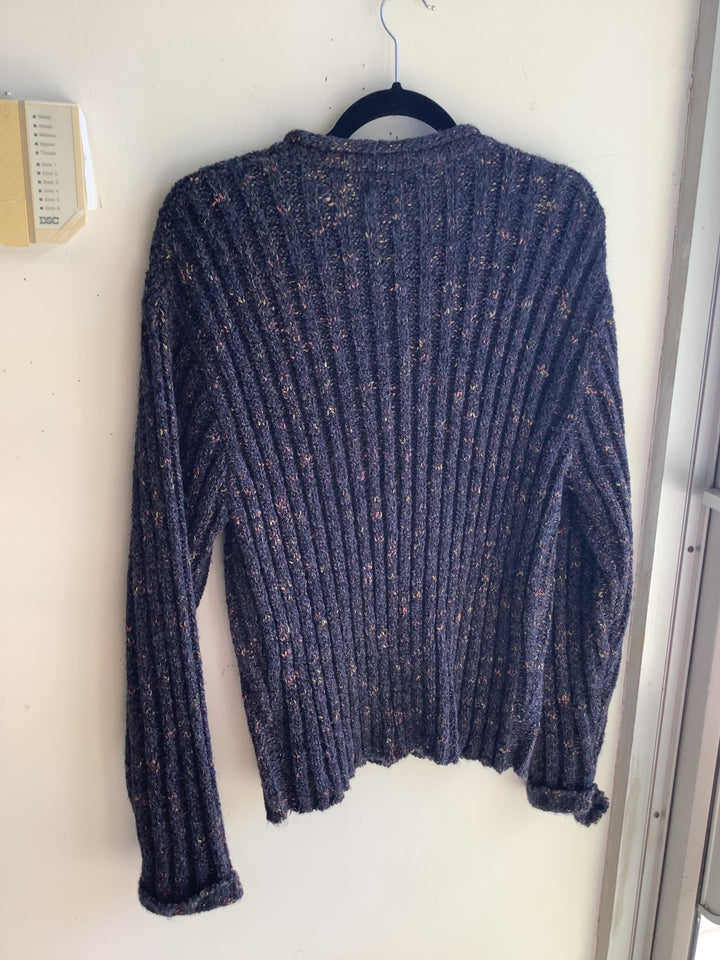 Atricot Navy Rainbow-Fleck Ribbed Sweater