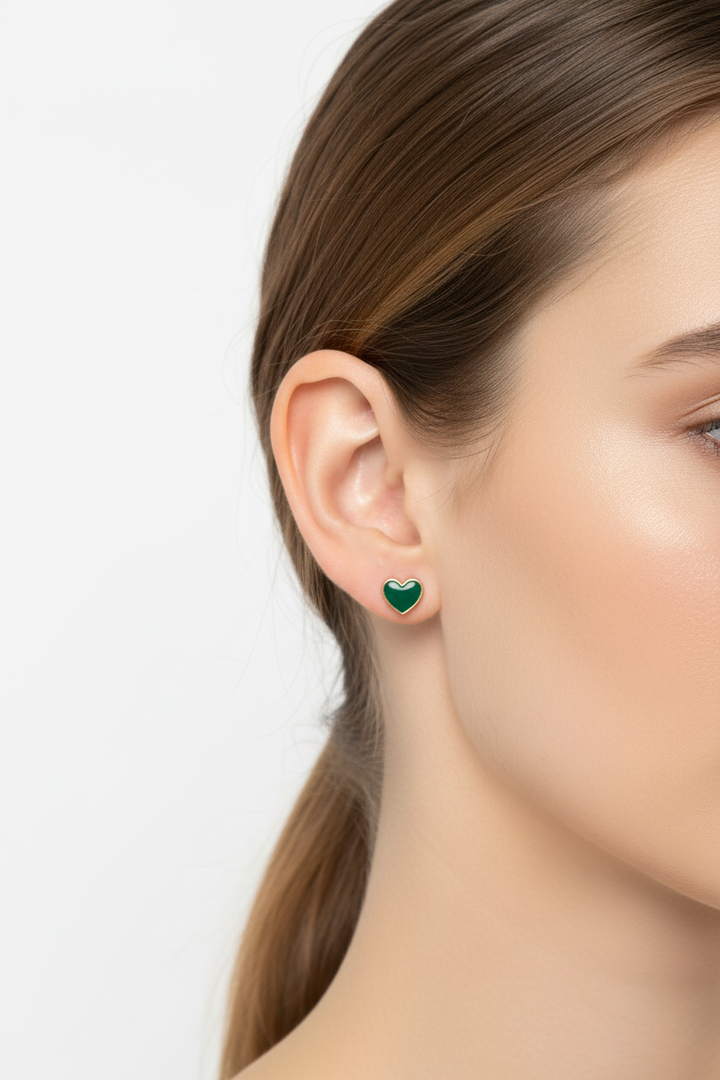 Standout Boutique Shamrock Gold Heart Stud Earrings