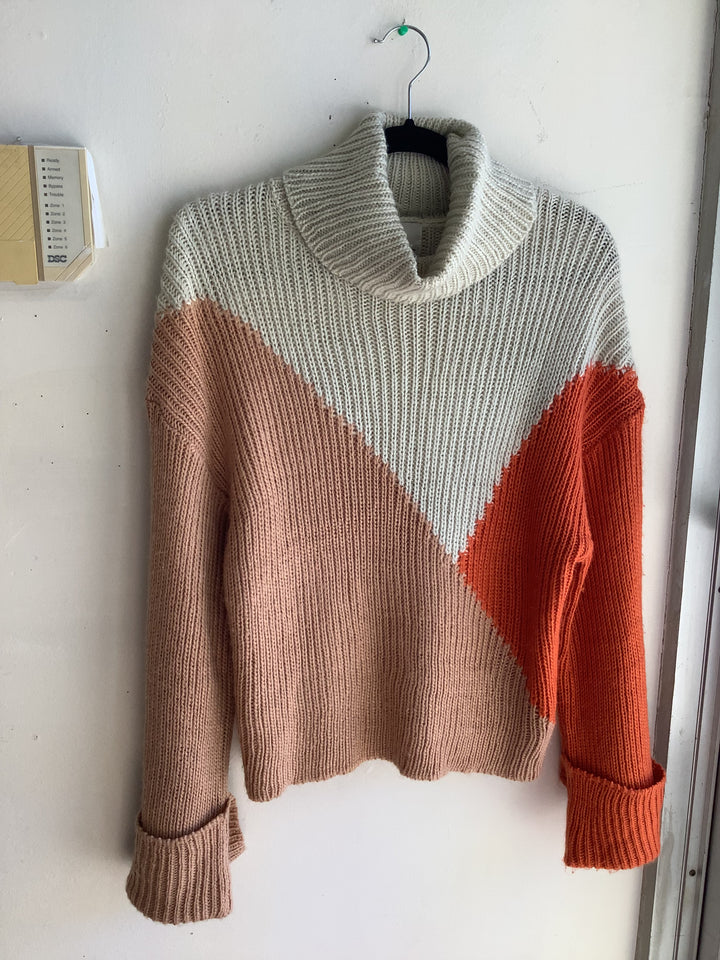 Colour Block Cowl Neck Sweater