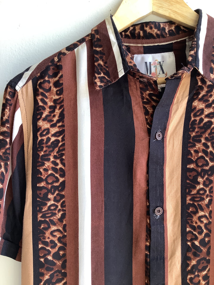 Vintage MIX Elemento Leopard Print Button-Up Shirt