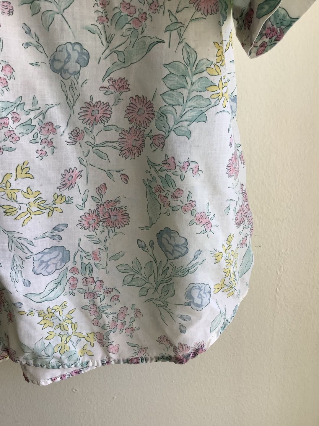 Vintage Pastel Garden Button-Up Blouse